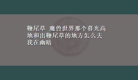 鞭尾草 魔兽世界那个暮光高地和出鞭尾草的地方怎么去 我在幽暗