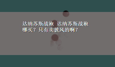 达纳苏斯战袍 达纳苏斯战袍哪买？只有卖披风的啊？