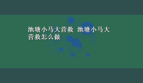 池塘小马大营救 池塘小马大营救怎么做