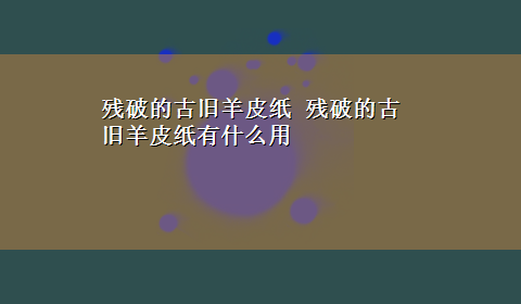 残破的古旧羊皮纸 残破的古旧羊皮纸有什么用