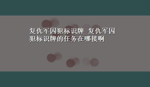 复仇军囚犯标识牌 复仇军囚犯标识牌的任务在哪接啊