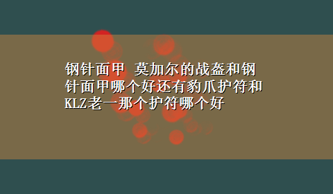 钢针面甲 莫加尔的战盔和钢针面甲哪个好还有豹爪护符和KLZ老一那个护符哪个好