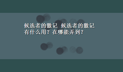 候选者的徽记 候选者的徽记有什么用？在哪能弄到？