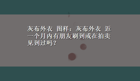 灰布外衣 图样：灰布外衣 近一个月内有朋友刷到或在拍卖见到过吗？