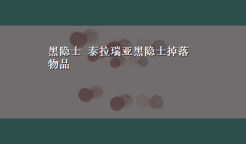 黑隐士 泰拉瑞亚黑隐士掉落物品