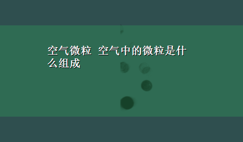 空气微粒 空气中的微粒是什么组成