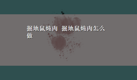 掘地鼠炖肉 掘地鼠炖肉怎么做