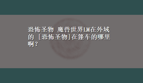 恐怖圣物 魔兽世界LM在外域的 [恐怖圣物]在篷车的哪里啊？