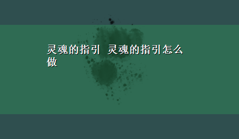 灵魂的指引 灵魂的指引怎么做