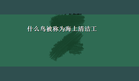 什么鸟被称为海上清洁工