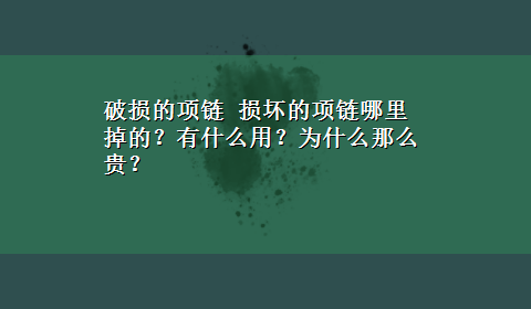 破损的项链 损坏的项链哪里掉的？有什么用？为什么那么贵？